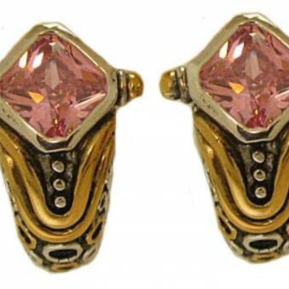 Pink earring cubic zirconia CZ swarovski stone NWT - Picture 1 of 4